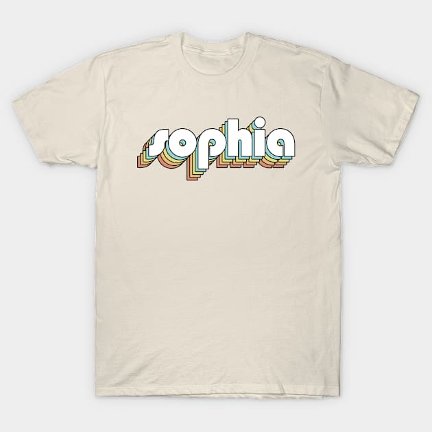 Sophia - Retro Rainbow Typography Faded Style T-Shirt by Paxnotods